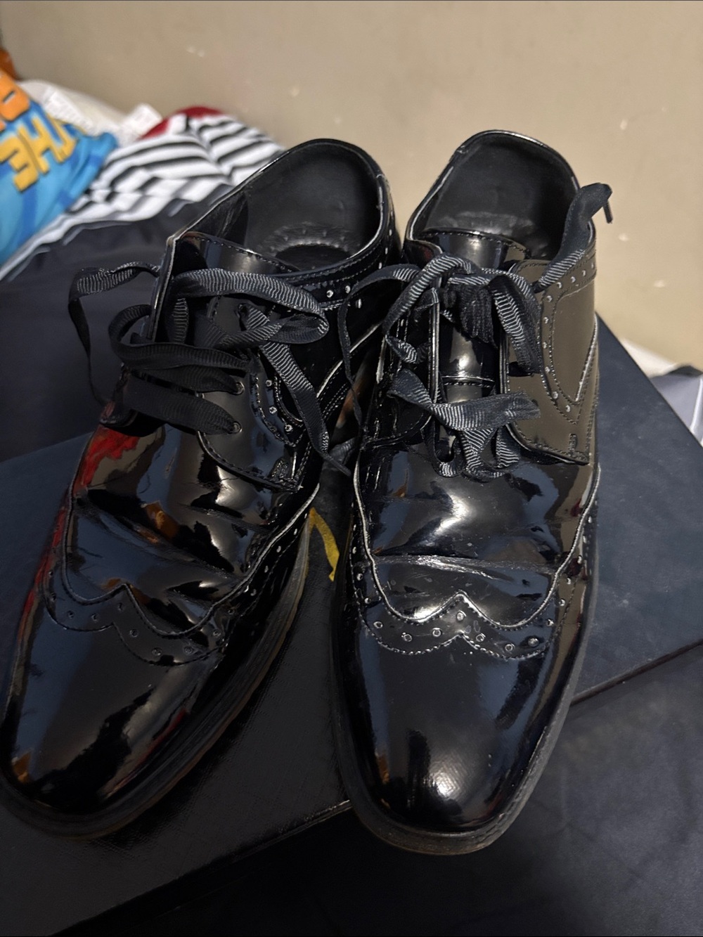 Kids Black Patent Wingtip Dress Shoes - Lace-Up Formal Shoes